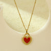 Wholesale Jewelry Vintage Style Heart Motherofpearl Stainless Steel Electroplated Necklace And Earrings
