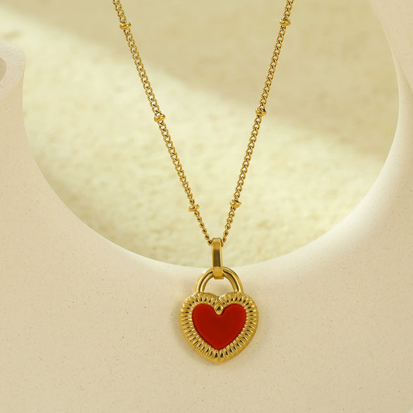 Wholesale Jewelry Vintage Style Heart Motherofpearl Stainless Steel Electroplated Necklace And Earrings