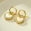 Wholesale Jewelry Vintage Style Heart Motherofpearl Stainless Steel Electroplated Necklace And Earrings