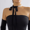 Wholesale Jewelry Vintage Style Imitation Pearl And Flannel Bow Handmade Necklace