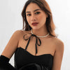 Wholesale Jewelry Vintage Style Imitation Pearl And Flannel Bow Handmade Necklace