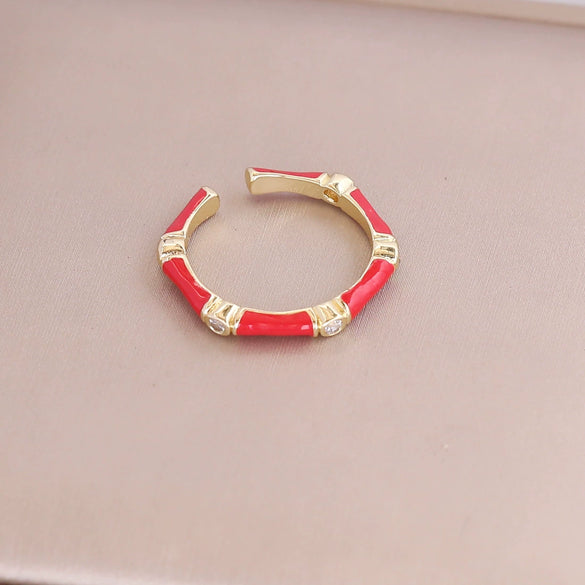 Wholesale Jewelry Vintage Style Oil Drop Copper Geometric Ring For Women