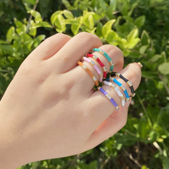 Wholesale Jewelry Vintage Style Oil Drop Copper Geometric Ring For Women