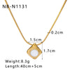 Wholesale Jewelry Vintage Style Simple Style Classic Style Round Heart Shape 304 Stainless Steel Gem Pearl Shell 18K Gold Plated Inlay Necklace