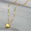 Wholesale Jewelry Vintage Style Simple Style Heart Shape 304 Stainless Steel 18K Gold Plated Pendant Necklace