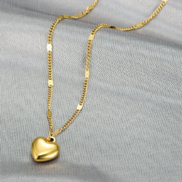 Wholesale Jewelry Vintage Style Simple Style Heart Shape 304 Stainless Steel 18K Gold Plated Pendant Necklace
