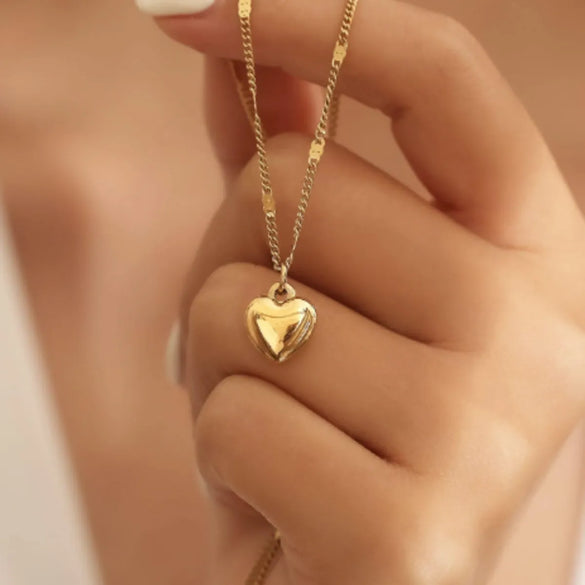 Wholesale Jewelry Vintage Style Simple Style Heart Shape 304 Stainless Steel 18K Gold Plated Pendant Necklace