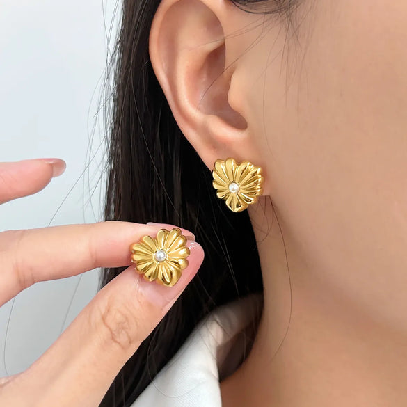 Wholesale Jewelry Vintage Style Simple Style Heart Shape 304 Stainless Steel Glass 18K Gold Plated Inlay Earrings Necklace