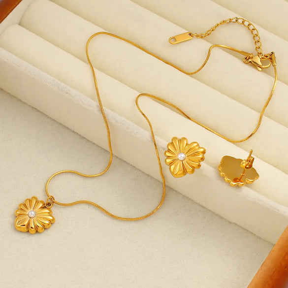 Wholesale Jewelry Vintage Style Simple Style Heart Shape 304 Stainless Steel Glass 18K Gold Plated Inlay Earrings Necklace