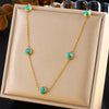 Wholesale Jewelry Vintage Style Simple Style Round 304 Stainless Steel Turquoise 18K Gold Plated Inlay Jewelry Set
