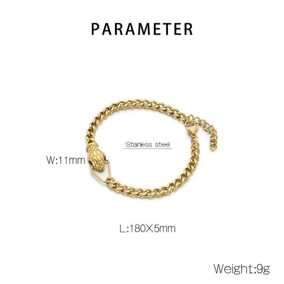 Wholesale Jewelry Vintage Style Snake 304 Stainless Steel Zircon 18K Gold Plated Inlay Jewelry Set