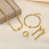 Wholesale Jewelry Vintage Style Snake 304 Stainless Steel Zircon 18K Gold Plated Inlay Jewelry Set