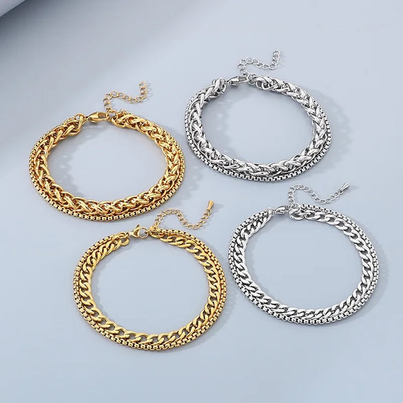 Wholesale Jewelry Vintage Style Vacation Geometric 304 Stainless Steel 18K Gold Plated Anklet
