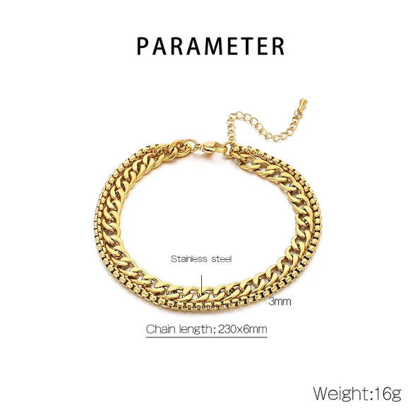 Wholesale Jewelry Vintage Style Vacation Geometric 304 Stainless Steel 18K Gold Plated Anklet