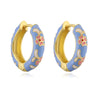 Wholesale Jewelry Vintage Sweet Style Copper 18K Gold Plated Oil Drop Flower Earrings For Women