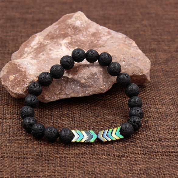 Wholesale Jewelry Volcanic Stone Geometric Manual Bracelet