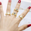 Wholesale Jewelry Watch Clock Style Open Ring Inlaid With Zircon Copper Gold Plated