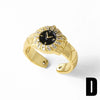 Wholesale Jewelry Watch Clock Style Open Ring Inlaid With Zircon Copper Gold Plated