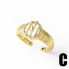 Wholesale Jewelry Watch Clock Style Open Ring Inlaid With Zircon Copper Gold Plated