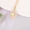 Wholesale Jewelry Water Drop Natural Stone Pendant Stainless Steel Necklace With Electroplating Cross Clavicle Chain