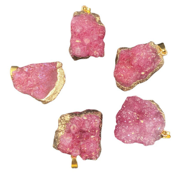 Wholesale Jewelry With Irregular Crystal Bud And Natural Stone Pendant Geometric Pattern