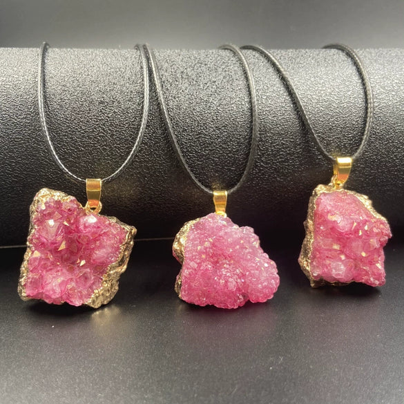 Wholesale Jewelry With Irregular Crystal Bud And Natural Stone Pendant Geometric Pattern