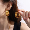 Wholesale Jewelry Women 316L Stainless Steel Electroplated 18K Gold Ushaped Earrings With Joker Exaggerated Design And Highend Sense