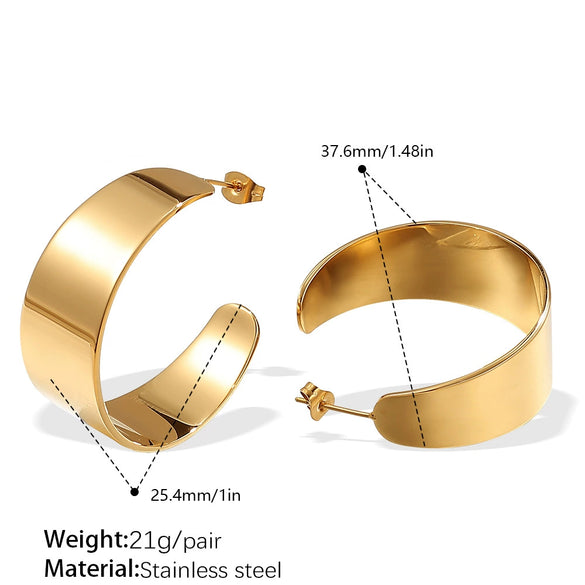 Wholesale Jewelry Women 316L Stainless Steel Electroplated 18K Gold Ushaped Earrings With Joker Exaggerated Design And Highend Sense