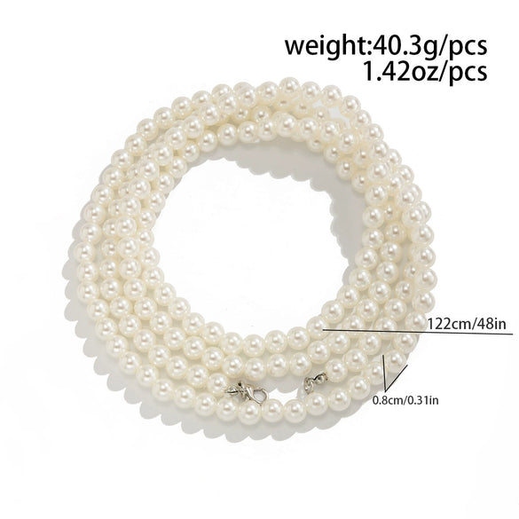 Wholesale Jewelry Women's Anklet Multi Layer Imitation Pearl Beaded Geometric Style