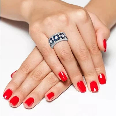 Wholesale Jewelry Women's Blue And White Zircon Copper Ring Geometric Style