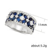 Wholesale Jewelry Women's Blue And White Zircon Copper Ring Geometric Style