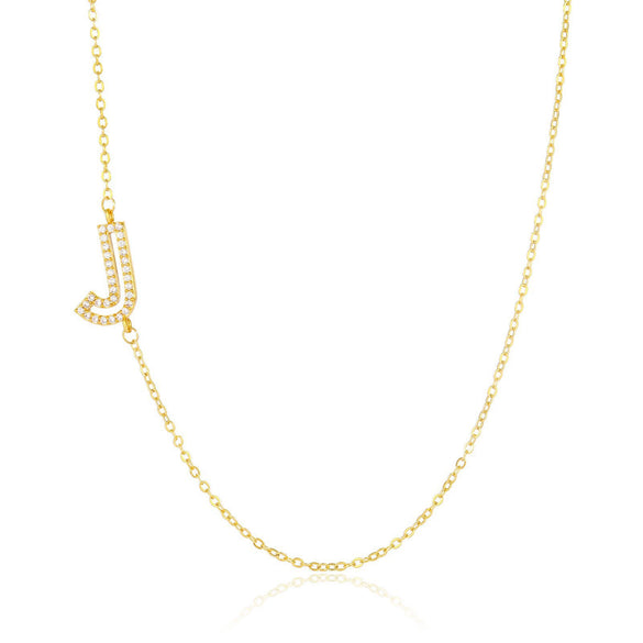 Wholesale Jewelry Women's Clavicle Chain Copper Goldplated Zircon Letter Style