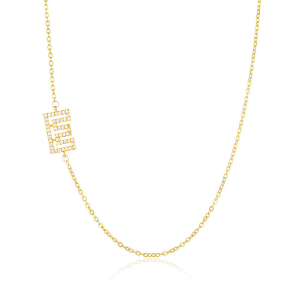 Wholesale Jewelry Women's Clavicle Chain Copper Goldplated Zircon Letter Style