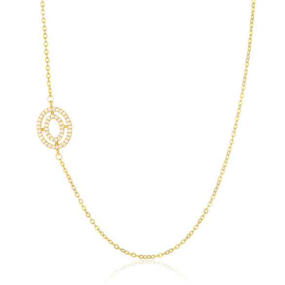 Wholesale Jewelry Women's Clavicle Chain Copper Goldplated Zircon Letter Style
