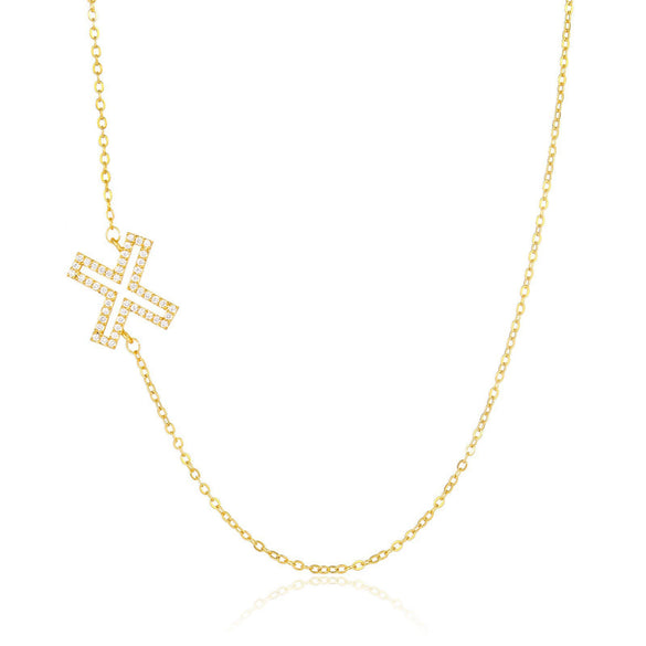 Wholesale Jewelry Women's Clavicle Chain Copper Goldplated Zircon Letter Style