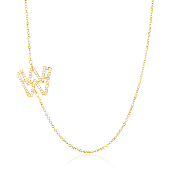 Wholesale Jewelry Women's Clavicle Chain Copper Goldplated Zircon Letter Style