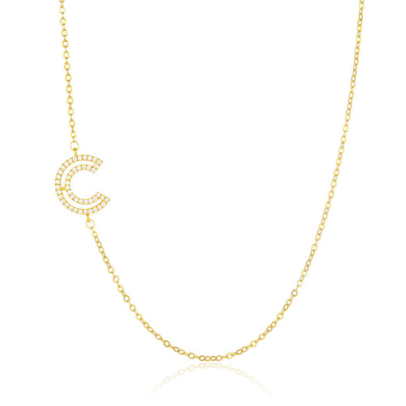 Wholesale Jewelry Women's Clavicle Chain Copper Goldplated Zircon Letter Style