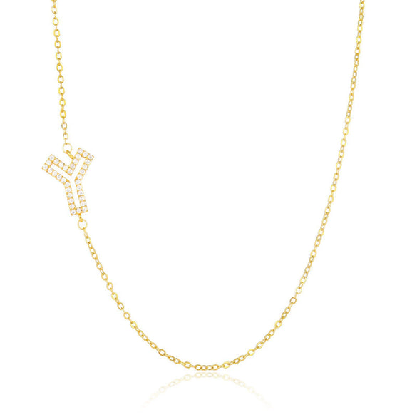 Wholesale Jewelry Women's Clavicle Chain Copper Goldplated Zircon Letter Style
