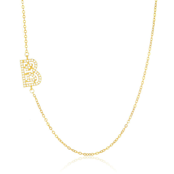 Wholesale Jewelry Women's Clavicle Chain Copper Goldplated Zircon Letter Style