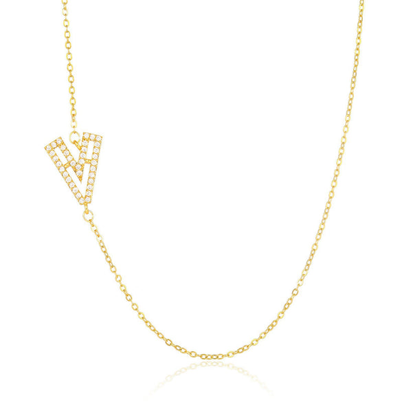 Wholesale Jewelry Women's Clavicle Chain Copper Goldplated Zircon Letter Style