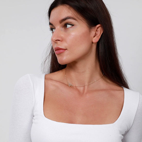 Wholesale Jewelry Women's Clavicle Chain Copper Goldplated Zircon Letter Style