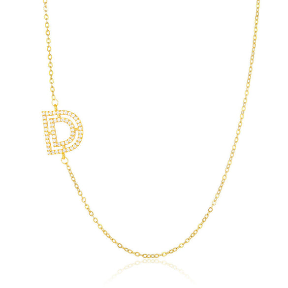Wholesale Jewelry Women's Clavicle Chain Copper Goldplated Zircon Letter Style