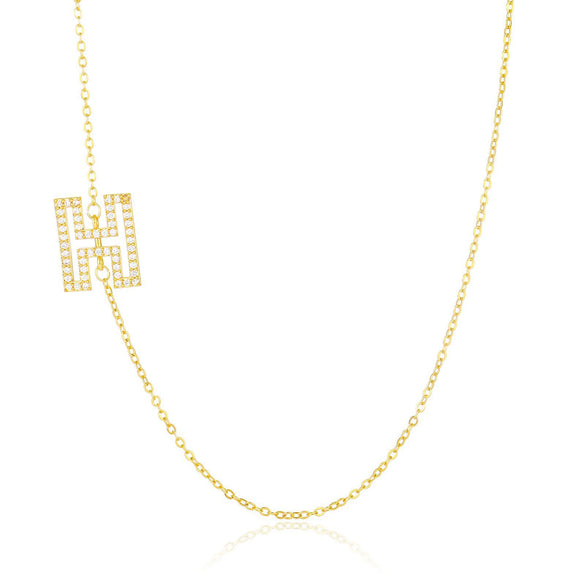 Wholesale Jewelry Women's Clavicle Chain Copper Goldplated Zircon Letter Style