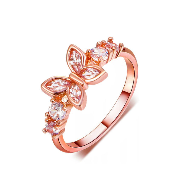 Wholesale Jewelry Women's Copper Butterfly Geometric Opening Ring With Diamond And Animal Pattern