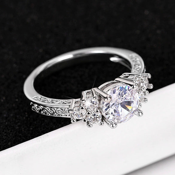 Wholesale Jewelry Women's Copper Geometric Inlaid Zircon Ring