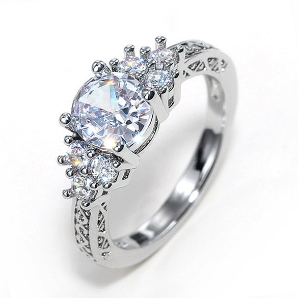 Wholesale Jewelry Women's Copper Geometric Inlaid Zircon Ring