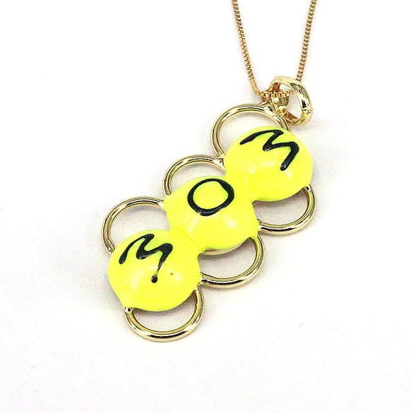 Wholesale Jewelry Women's Copper Pendant Necklace With Mixed Gem Inlay Letters Pattern And Electroplating Treatment Box Chain