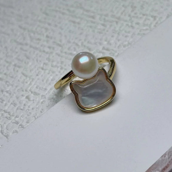 Wholesale Jewelry Women's Cute Cat Pendant Threepiece Set With Freshwater Pearls And Copper Alloy Accessories
