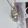 Wholesale Jewelry Women's Cute Cat Pendant Threepiece Set With Freshwater Pearls And Copper Alloy Accessories