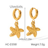 Wholesale Jewelry Women's Geometric Star Pattern Stainless Steel Electroplated Shell And Starfish Earrings